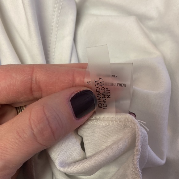 NWOT Ivanka Trump blue white geometric stripe faux wrap sheath, size M - Picture 11 of 15